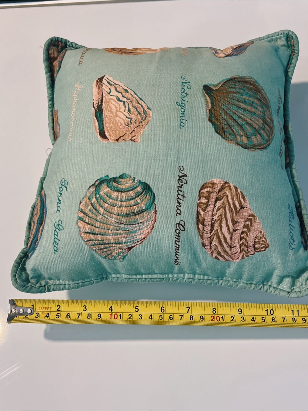 CLEAN VINTAGE Set of two Seashell Print Decorative Pillows - Teal